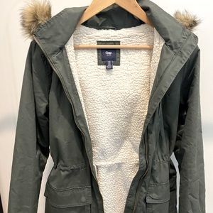 Faux fur parka jacket